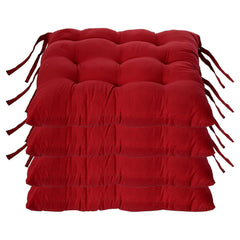 Chair Cushion Pad, Soft & Comfortable Sitting, Chair Pad - Maroon | Microfiber Square Chair Pad With Ties | Chair Seat Cushion For Office & Home | Furniture Cushion, Washable - Pack Of 4