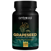 Ambrosial Grape Seed Extract Capsules 95% Opcs Polyphenols High Strength Grape Seed Supplement Strong Antioxidant | 120 Vegan Capsules 150gm 0.3lbs