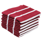 Lushomes Multipurpose Cotton Kitchen Towel Napkins 1800 Gsm | Checked & Stripe Design, Machine Washable - Hand Towel - Set Of 12 (Red)