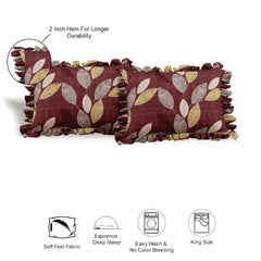Elastic Fitted Bedsheet King Size With 2 Frill Pillow Covers - 72 X 78 Inches, Brown | Lightweight, Soft & Comfortable | Durable & Long Lasting Wrinkle Resistant Fabric
