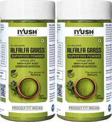 Iyush Herbal Ayurveda Alfalfa Superfood Powder, 100% Forest Variety Herbs, 100% Organic, Pure & Natural | 100gm 0.2lbs Each Pack Of 2