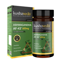 Koshaveda Ashwagandha Af-43™ 600mg Capsules, For Sound Sleep, Strength & Recovery, Promoting Stress Relief, Energy Boost | 30 Capsules 50gm 0.1lbs
