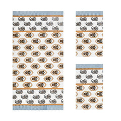 Mafatlal Madhuban Premium Waffle Cotton 1 Bath & 2 Hand Towel 700 Gsm | Hand Printed Floral Quick Dry, Soft & Absorbent Towel (Caribou) - 3 Pcs