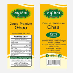 Natural Pure Cow Desi Ghee By Madhumita | Curd-Churned Bilona Method Healthy Nutrients Desi Cow Ghee Good For Roast Makhana | (1 Litre) 33.8 Ounce | Jar Pack