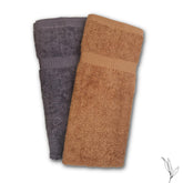 Nive Home Linens 100% Cotton Hand Towel 400 Gsm | Ultra Soft, Thick & Super Absorbent, Quick Dry Hand Towel (Gray & Dark Beige) - 2 Pcs