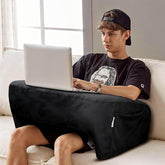 Memory Foam Lap Desk Pillow, Ergonomic Laptop Stand With Armrest - Black Color | Storage Pocket For Bed, Sofa, Floor | Portable Cushion Table For Work, Study, Gaming | Washable Cover