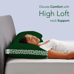 Soft Microfiber High Loft Pillow, Neck Support, Sleep Well In 43 X 69 Cm | Printed Gusset Of Extra 5 Cm Height For Soft Comfortable Sleep, Green Dots | Bed Pillow, Supportive - Set Of 2