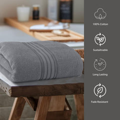 Himêya 100% Cotton Bath Towels 380 Gsm | Large Size Bath Towel For Men & Women (Grey)