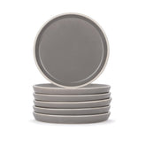 Rim Quarter Plates Set Of 6, Grey With White Rim | Ceramic Snack Plates - Snacks Plates Set | Dessert Plates, Snack Plate - Small Plates With Glossy Finish | Microwave Safe & Chip Resistant