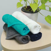 Heelium Bamboo Face Towel 800 Gsm | Ultra Absorbent & Odour-Free 3x Softer Than Cotton Towels | Pack Of 4 -Blue, Teal, Grey & White