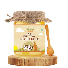 Natural Premium A2 Gir Cow Bilona Ghee With Wooden Spoon By Frilzon | Traditional Bilona Method, Cultured Danedar Desi Homemade Ghee | (500ml) 16.9 Ounce | Jar Pack