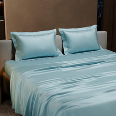 Satin Bedsheet King Size Bed With 2 Pillow Covers | 90 X 108 Inches, Sky Blue | Premium Bedding Set, Gifts For Couples, Wedding, Anniversary
