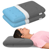 Cool Gel Memory Foam Pillow, Orthopedic Pillows, Queen Size - 4.5 Inch High | Bed Pillows For Neck Pain Relief, Grey Color Removable Pillow Cover | Lightweight, Adjustable - Pack Of 2