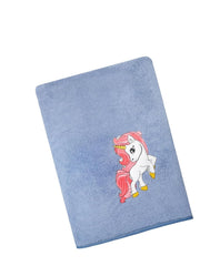 Maxoshine Microfiber Kids Bath Towels 400 Gsm | Quick Dry Super Absorbent Super Soft Bath Towel For Babies Toddler-Baby Towel - Blue (Unicorn Design)