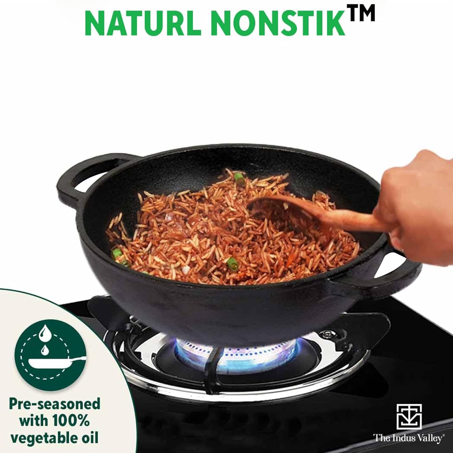 Pre-Seasoned Cast Iron Cookware Set - Kadai 25.4cm, 2.3 Liters + Tawa 25.5cm | Kitchen Cooking Combo Pots & Pans Set Of 2 Pcs - Naturally Nonstick Pre-Seasoned Cast Iron Cookware Set - Kadai 25.4cm, 2.3 Liters + Tawa 25.5cm | Kitchen Cooking Combo Pots & Pans Set Of 2 Pcs - Naturally Nonstick