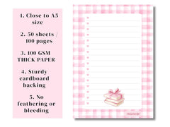 A5 Notes/To Do List Notepad, Beautiful Checklist Pad, Tear-Off Sheets (Pink Books) Pack Of 1