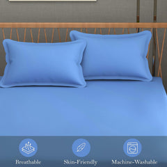 Queen Size Solid Plain Bedsheet Set Includes 2 Pillow Covers - 90 X 95 Inches, Sky Blue | Exceptional Softness & Breathability | Premium Microfiber Material