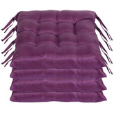 Chair Cushion Pad, Soft & Comfortable Sitting, Chair Pad - Purple | Microfiber Square Chair Pad With Ties | Chair Seat Cushion For Office & Home | Furniture Cushion, Washable - Pack Of 4