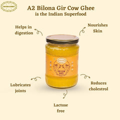 100% Natural A2 Bilona Gir Cow Ghee By Swarnamrit | Traditional Bilona Method Healthy Pure Desi Ghee Good For Parathe | (500ml) 16.9 Ounce | Jar Pack