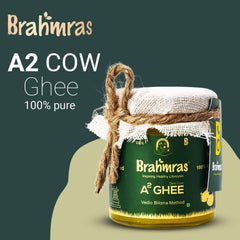 Natural Premium A2 Cow Ghee By Brahmras | Rich In Vitamins Using Traditional Bilona Method Cow Ghee Good For Weight Loss | (100ml) 3.3 Ounce | Jar Pack