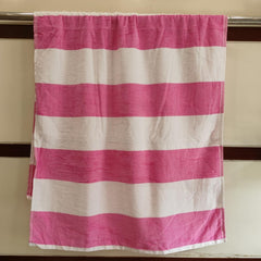 Cotton Bolls Textiles Premium 100% Cotton Bath Towel 450 Gsm | Ultra-Soft & Absorbent Quick Dry Durable Stripe Design Towel (Pink)