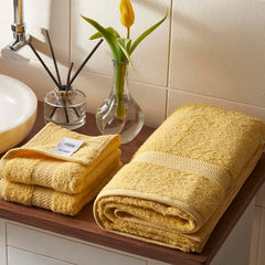 Ddecor Live Beautiful 1 Bath & 2 Hand Towel 900 Gsm (Yellow) - Pack Of 3