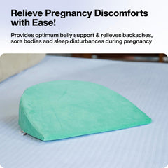 Pregnancy Pillow For Pregnant Women, Memory Foam Maternity Pillow - Aqua Green | Wedge For Supporting Belly, Back During Pregnancy - Provides Soft-Support To The Baby Bump, Comfortable Pillow