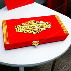 Best Wishes Decorative & Attractive Cash Box With Clip Lock, Shagun Box, Jewellery Box, Money Box Envelop Wedding, Gift Box, Bangel Box, Colour - Red