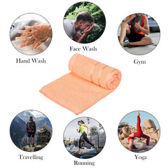 Kuber Industries Face Towel 1000 Gsm | Towels For Daily Use Workout Hand Towel | Lining Design | Pack Of 5 (Peach & Brown)