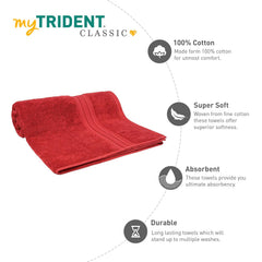Mytrident Cotton Bath Towel 900 Gsm | For Men & Women Classic Towel 100% Cotton Bath Towel (Raspberry Red)