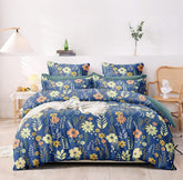 Double Bedsheet For King Size With 2 Matching Pillow Covers - 108 X 108 Inches, Dark Blue | Glace Cotton Printed Bedsheet Lightweight, Soft & Smooth - Ideal For Home, Guest House