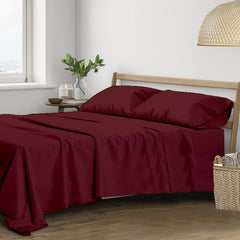 100% Cotton Plain King Size Bedsheet With 2 Pillow Covers | 108 X 108 Inches, Maroon | Breathable & Skin Friendly - Soft & Durable For Everyday Use & Bedroom
