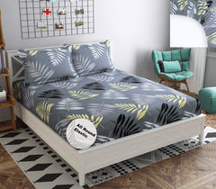 King Size Double Bedsheet + Comforter With 2 Pillow Cover - Size 72 X 78 Inches, Grey | Designer Printed Bedsheet Set - Naturally Soft, Breathable, & Skin Friendly