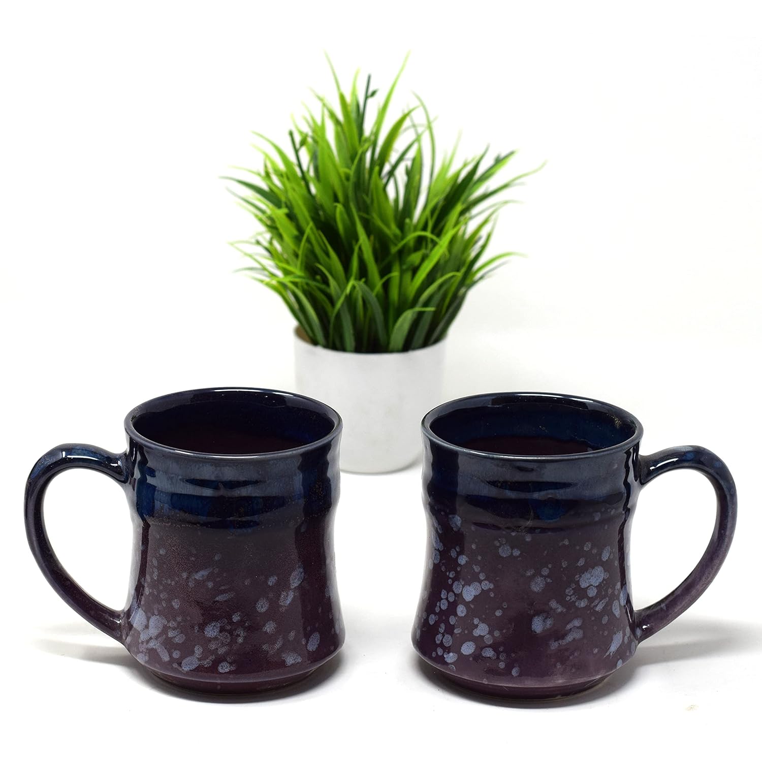 Handcrafted Mauve & Blue Ceramic Coffee Mug Set Of 2 - 300ml Each | Ceramic Mugs For Coffee, Tea, Milk - Microwave Safe & Dishwasher Safe Handcrafted Mauve & Blue Ceramic Coffee Mug Set Of 2 - 300ml Each | Ceramic Mugs For Coffee, Tea, Milk - Microwave Safe & Dishwasher Safe