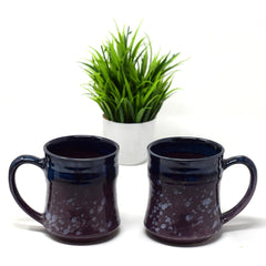 Handcrafted Mauve & Blue Ceramic Coffee Mug Set Of 2 - 300ml Each | Ceramic Mugs For Coffee, Tea, Milk - Microwave Safe & Dishwasher Safe