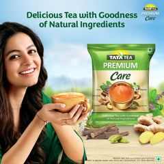 Tata Tea Premium Care Black Tea - 250gm, 8.8 Ounce | Delicious Tea With Goodness Of Tulsi, Mulethi, Ginger, Brahmi & Elaichi - Medium Caffeine Chai Patti
