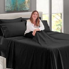 Premium Solid Plain Single Bedsheet With 1 Pillow Cover | Size 60 X 90 Inches, Black | 300 Thread Count Microfiber For Single Bedsheet