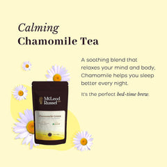 McLeod Russel 1869 Chamomile Green Tea - 100gm, 3.5 Ounce, 40+ Cups | Better Sleep & Relaxation - Long Leaf Green Tea | Low Caffeine, Pure & Natural Chamomile Flower