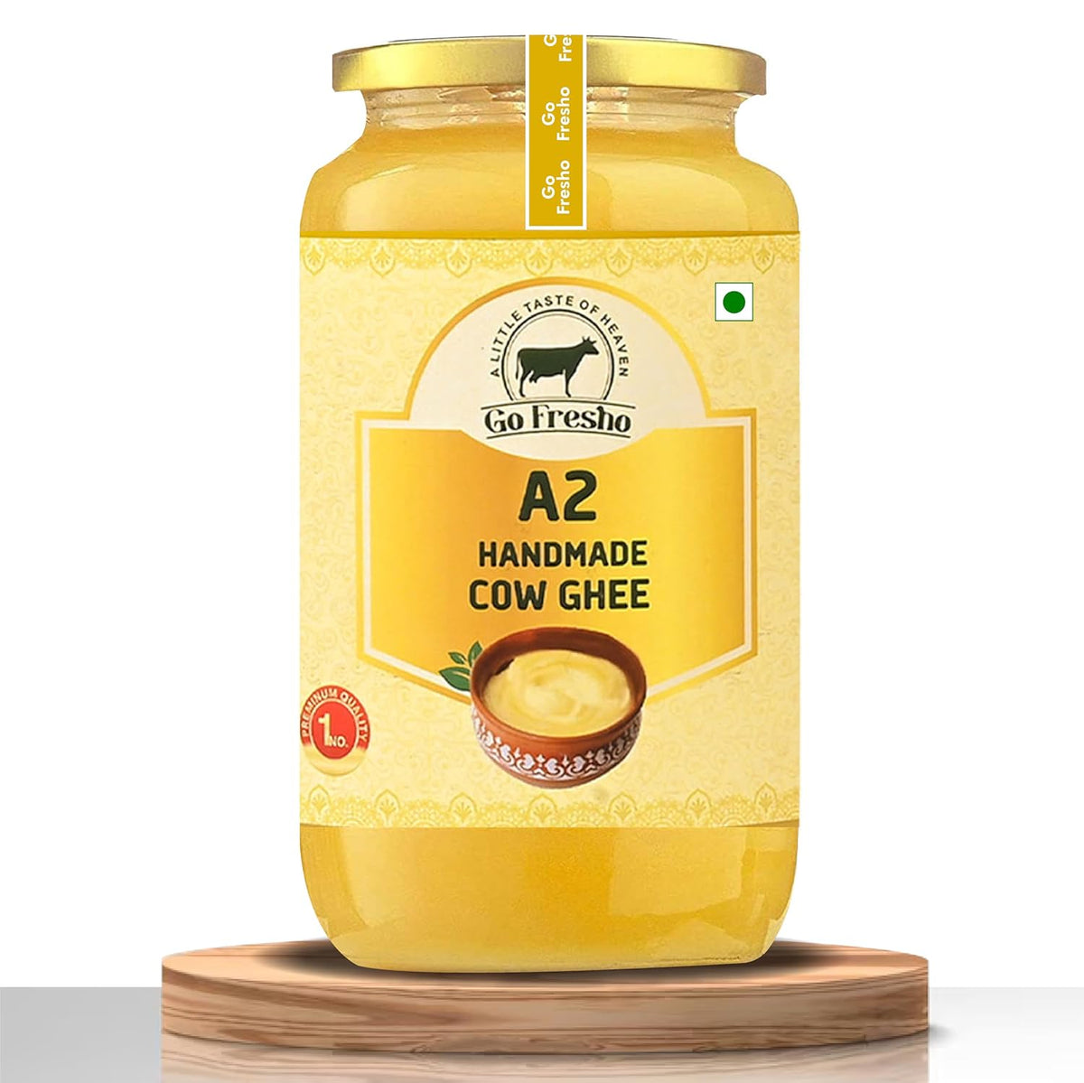 100% Natural A2 Handmade Cow Ghee By Go Fresho | High In Vitamins A, D & Healthy Desi Ghee Good For Boost Immunity | (1 Litr) 33.8 Ounce | Jar Pack