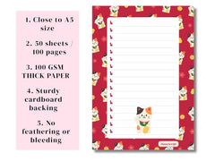 A5 Notes/To Do List Notepad, Beautiful Daily Checklist Pad, Tear-Off Sheets (Cat) Pack Of 1