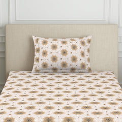 Polycotton Bedsheet For Single Bed With 1 Pillow Cover - 60 X 88 Inches, Brown | Skin Safe & Super Soft Small Size Bedsheet - 120 Thread Count