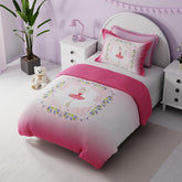 Kids Bedsheet Single Bed With 1 Pillow Covers Little Doll Design - 59x87 Inches, Pink | Fun & Colorful Bed Sheet Set - For Girls & Kids Room