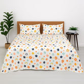 Microfibre Bedsheets For Double Bed Include Pillow Covers Double Size - 90 X 100 Inch, Multicolor | Soft Bedsheet - Rainbow Splash Theame