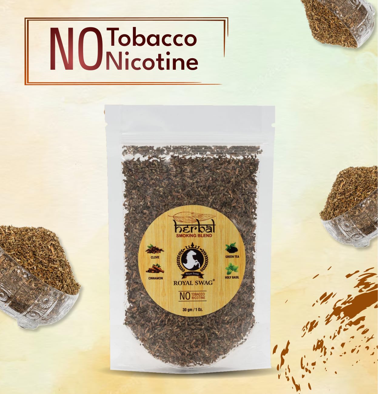 Royal Swag Tobacco & Nicotine Free Smoking Mixture With 100% Natural Herbal Smoking Blend 1 Pack 30gm Royal Swag Tobacco & Nicotine Free Smoking Mixture With 100% Natural Herbal Smoking Blend 1 Pack 30gm