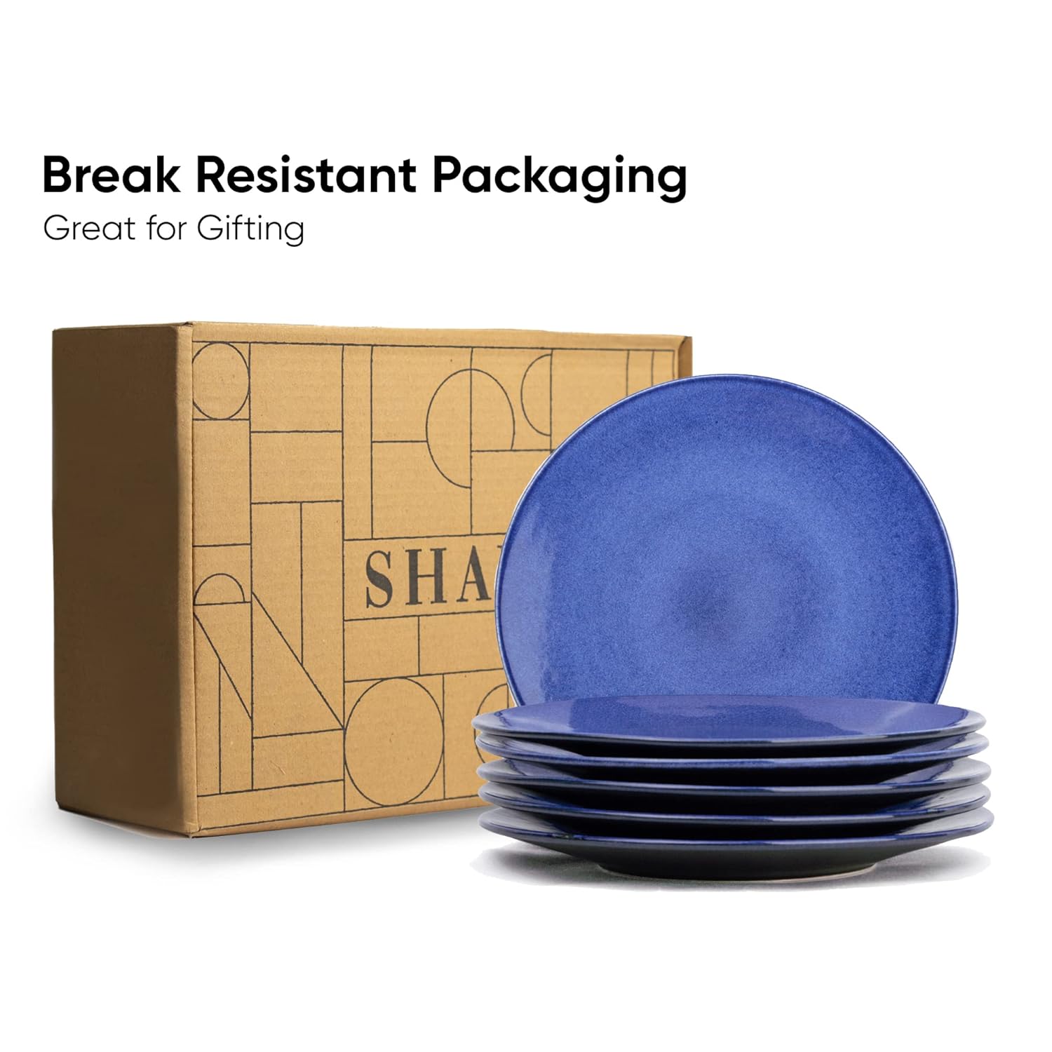 Ceramic Dinner Plates Set Of 6 Pieces, Blue Reactive | Ceramic Plates Set - Glossy Finish Plate Set | Premium Stoneware | Ceramic Dinner Plates - Microwave Safe & Chip Resistant Ceramic Dinner Plates Set Of 6 Pieces, Blue Reactive | Ceramic Plates Set - Glossy Finish Plate Set | Premium Stoneware | Ceramic Dinner Plates - Microwave Safe & Chip Resistant