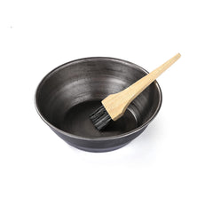 Pure Black Iron Bowl For Henna Mehendi Paste Hair Colour Bowl 8 Inches + Free 1 Hair Colour Brush