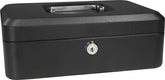 8 Inch Petty Cash Box With Combination Number Lock & Removable 5 Section Coin Tray Perfect Secure Storage For Loose Change, Colour - Black