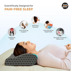 Cooling Gel Memory Foam Cervical Neck Pillow, For Pain Relief, Size - 19 X 12 X 4 Inch | Soft Pillow For Spinal Alignment, Neck Pain Relief | Black Jacquard Cover - Pack Of 1