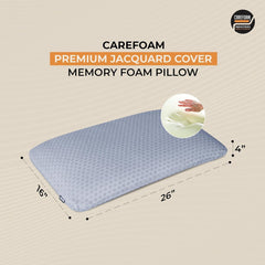 Orthopedic Memory Foam Pillow For Comfortable Sleep, Grey - 24 X 16 X 4 Inch | For Neck & Shoulder Pain Relief With Removable Zipper Grey Jacquard Cover | Back, Stomach Sleepers - Pack Of 2