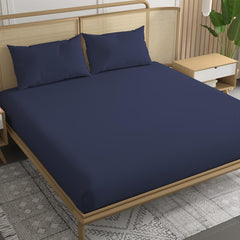 Bamboo Elastic Fitted Bedsheet With 2 Pillow Cover - 72 X 78 Inches, Mediterranean Blue | Soft, Breathable & Eco-Friendly | Perfect Gifting Festival, Housewarming, Anniversaries